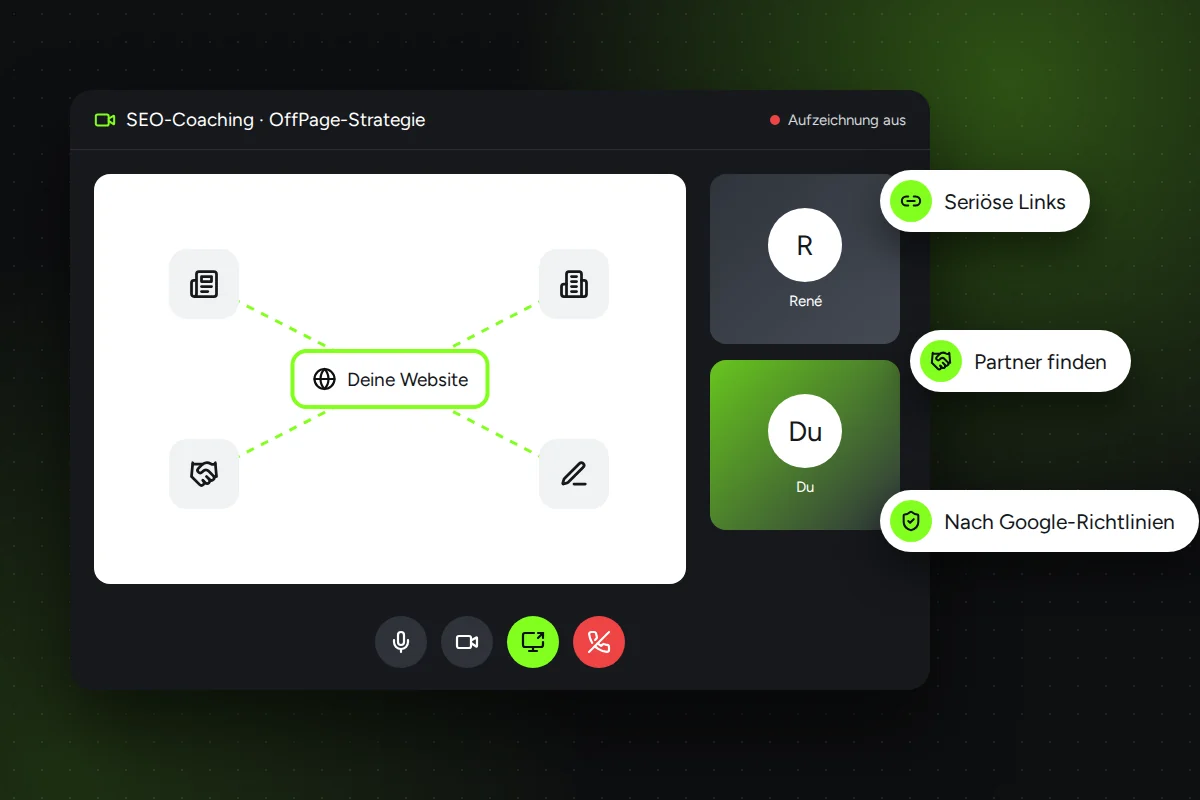 OffPage-Coaching per Videocall: Strategie für seriösen Linkaufbau über Partner und Portale