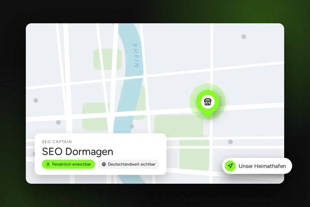 SEO Agentur in Dormagen: Stadtkarte am Rhein mit Standort-Pin