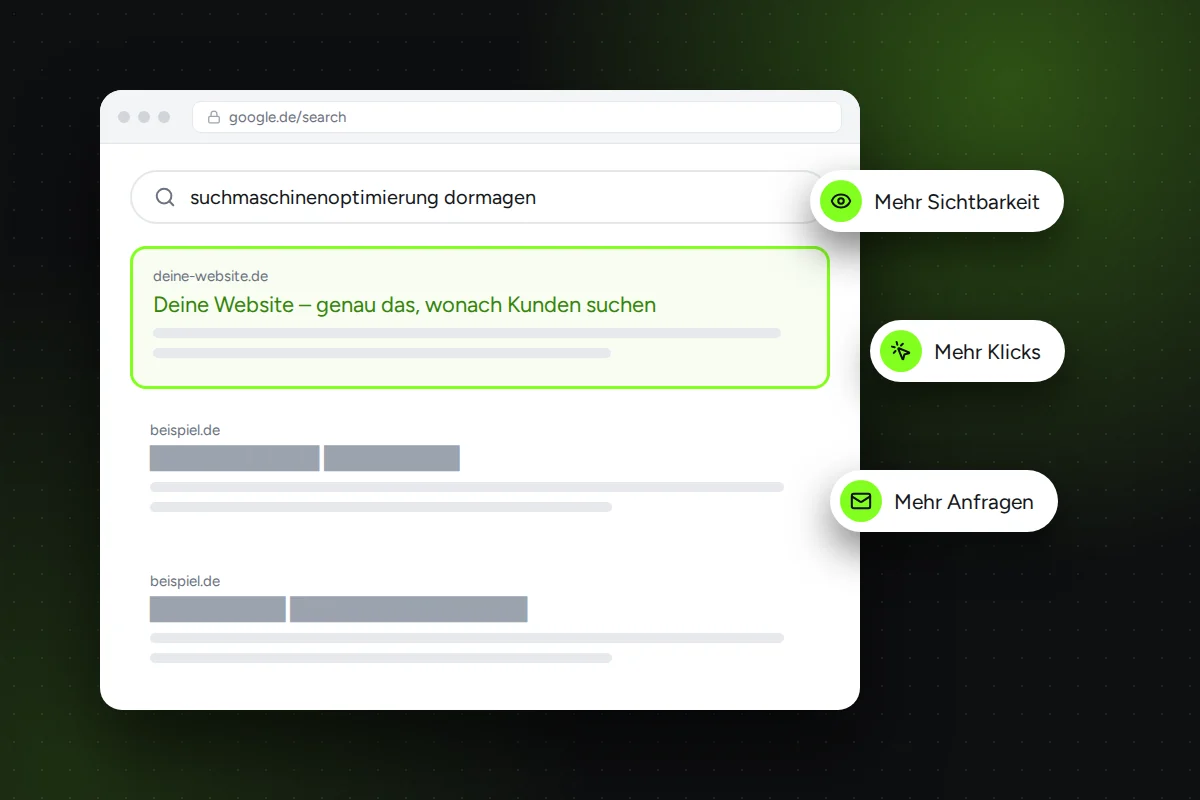 Suchmaschinenoptimierung: hervorgehobenes Suchergebnis der eigenen Website
