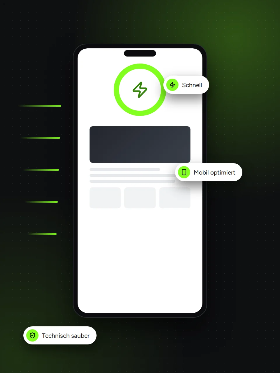 Webseitenoptimierung: schnelle, mobil optimierte Website auf dem Smartphone