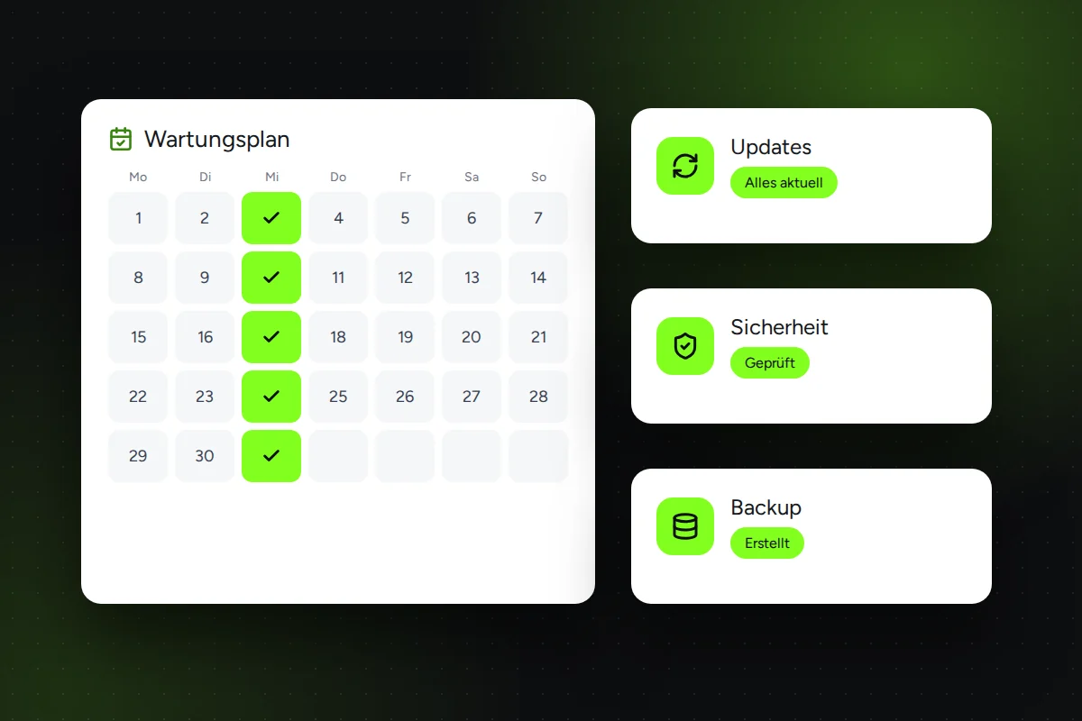 Webseitenpflege: Wartungsplan mit Updates, Sicherheits-Check und Backups